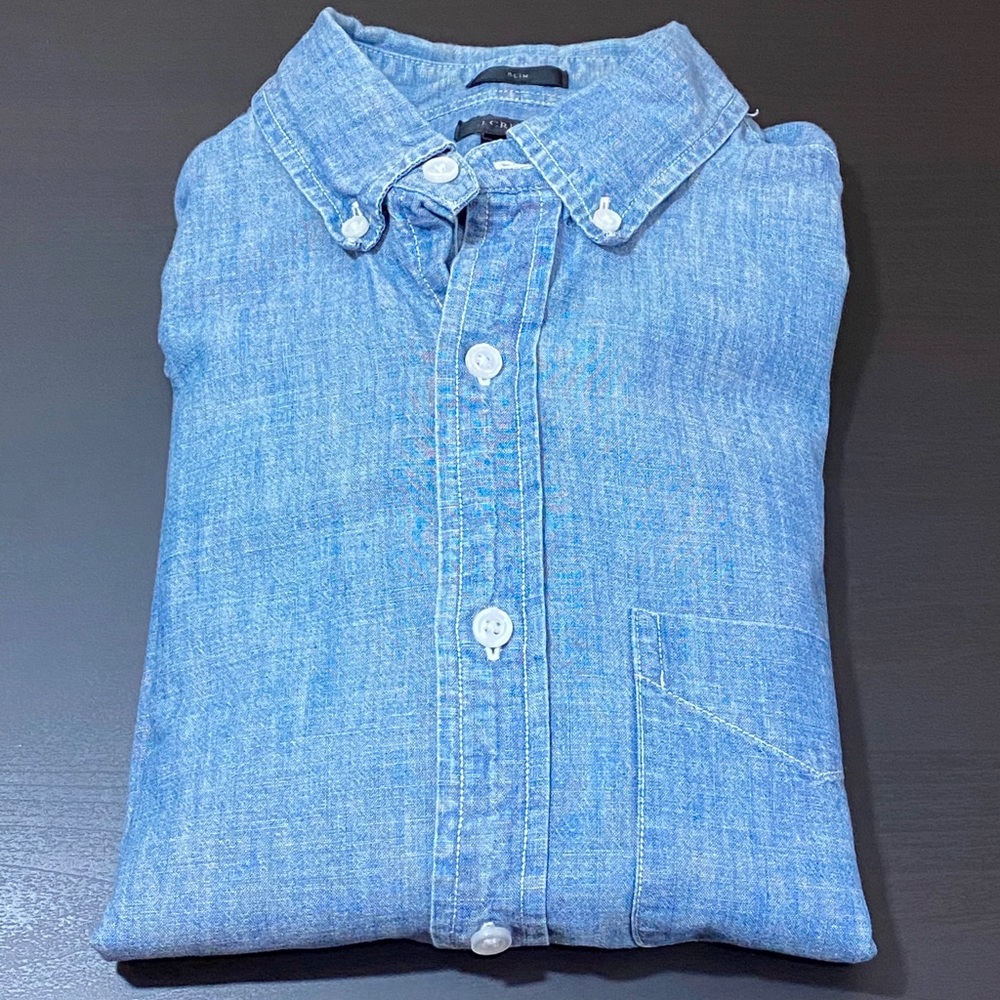J. Crew XS Slim indigo Japanese chambray shirt